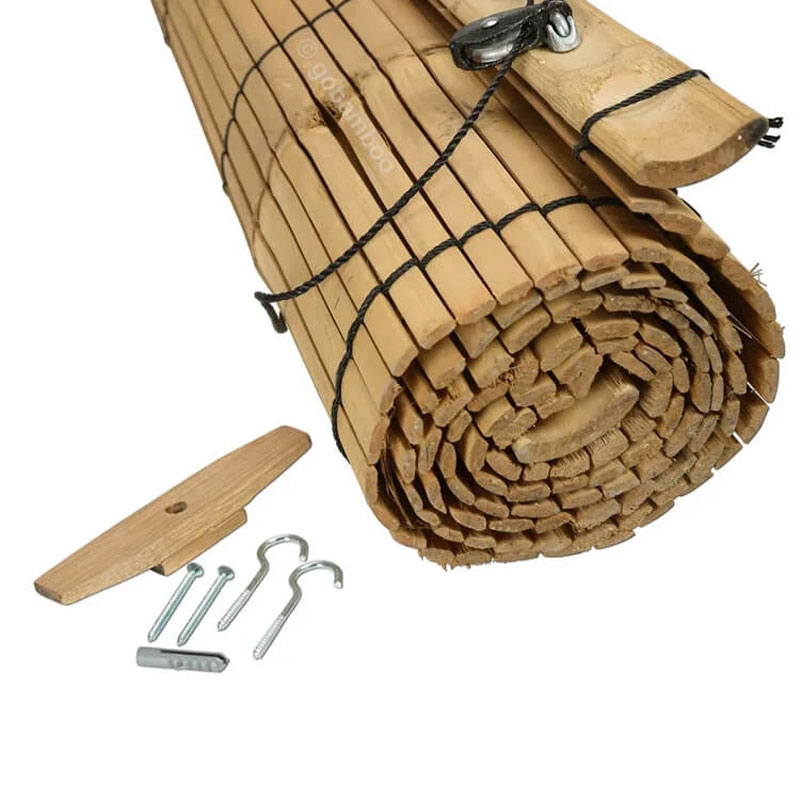 Bambusrollo Natural mit montiertem Rollmechanismus